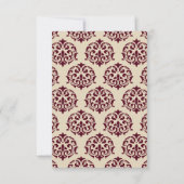 Cartons Réponse Faux Gold Foil Bourgogne Mariage damassé (Dos)