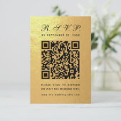 Cartons Réponse Faux Gold Foil QR Code noir Script Mariage de luxe (Debout devant)