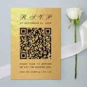 Cartons Réponse Faux Gold Foil QR Code noir Script Mariage de luxe