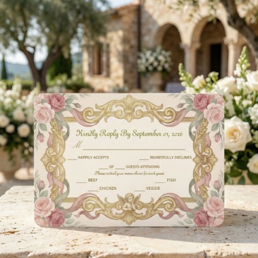 Cartons Réponse Faux Or Feuille Baroque Rococo Floral