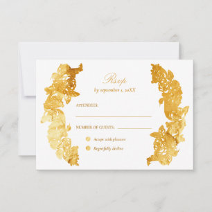Cartons Réponse Faux papier d'or baroque mariage Crest