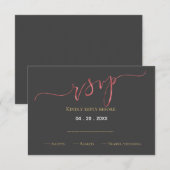 Cartons Réponse Faux Rose feuille d'or design mariage (Devant / Derrière)