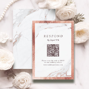 Cartons Réponse Faux rose or marbre luxe moderne code QR