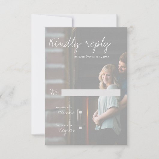 Cartons Réponse Faux Vellum Effect Photo Elegant Modern Wedding (Devant)