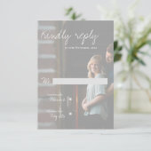 Cartons Réponse Faux Vellum Effect Photo Elegant Modern Wedding (Debout devant)