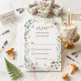Cartons Réponse Fée de la Forêt Fantaisiste Aquarelle 5e Anniversa