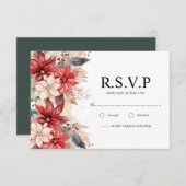 Cartons Réponse Festif Noël Florals Mariage (Devant / Derrière)
