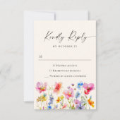 Cartons Réponse Festive Bright Watercolor Flowers Mariage (Devant)