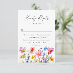Cartons Réponse Festive Bright Watercolor Flowers Mariage