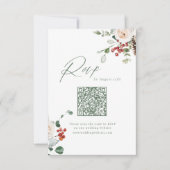 Cartons Réponse Festive Floral Holiday Winter Wedding QR code (Devant)