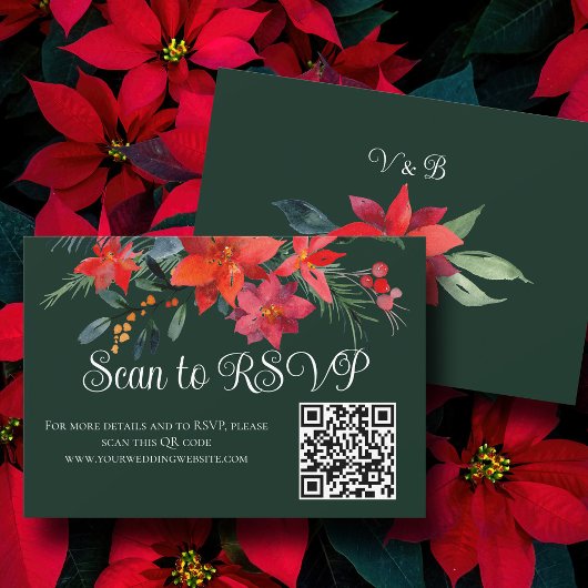 Cartons Réponse Festive Green Holiday Floral Mariage QR Code