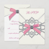 Cartons Réponse Fête d'anniversaire des 16 ans Sweet 16 White Diam (Devant / Derrière)