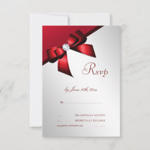 Cartons Réponse Fête d'anniversaire romantique chic rouge et argen
