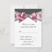 Cartons Réponse Fête d'anniversaire Sweet 16 diamants blancs rose (Dos)