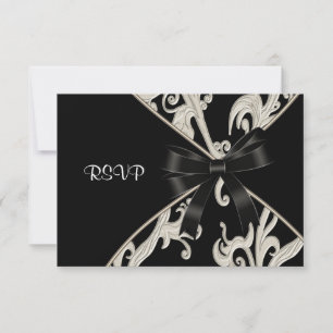Cartons Réponse Fête d'anniversaire tourbillon noir et blanc SVP