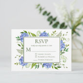 Cartons Réponse Fête de fiançailles au Hydrangea Bleu (Debout devant)