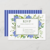 Cartons Réponse Fête de fiançailles au Hydrangea Bleu (Devant / Derrière)