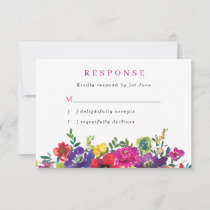 Cartons Réponse Fête de mariage aux fleurs colorées et audacieuses