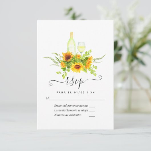 Cartons Réponse Fête de mariage avec dégustation de vin de tournes (Debout devant)