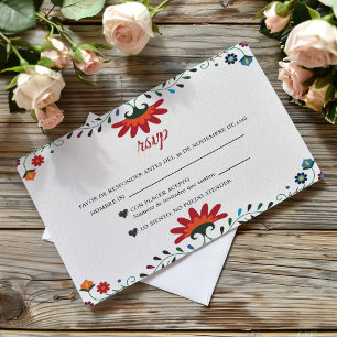 Cartons Réponse Fête de mariage espagnol floral botanique d'art fo