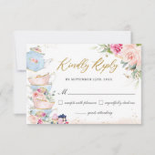 Cartons Réponse Fête de mariage et d'anniversaire thé à la haute a (Devant)