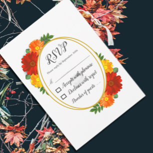 Cartons Réponse Fête de mariage floral d'automne