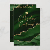 Cartons Réponse ✡ fête de Mitzvah ! Aquarelle Agate Vert foncé (Devant / Derrière)