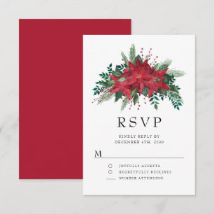 Cartons Réponse Fête de Noël florale au poinsettia rouge
