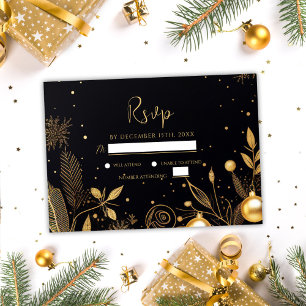 Cartons Réponse Fête de Noël Gold Modern Holiday Festive