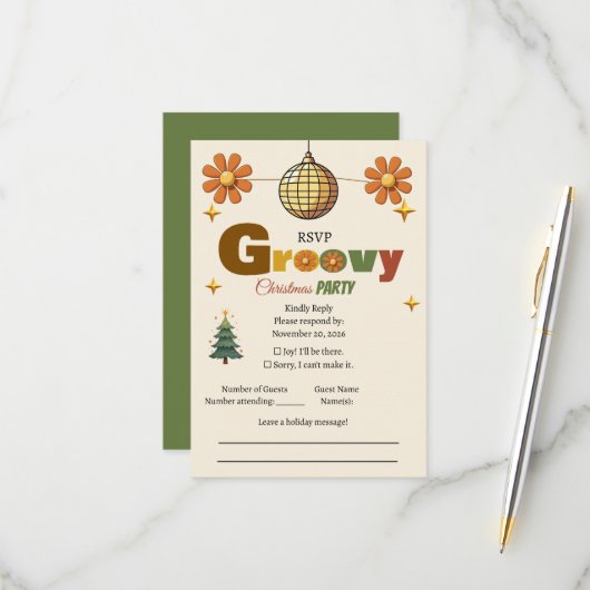 Cartons Réponse Fête de Noël Groovy 70 (Devant/Arrière en situation)