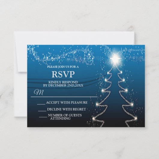 Cartons Réponse Fête de Noël Renne Arbre Ciel Bleu Étoiles Brillan (Dos)