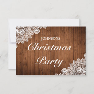 Cartons Réponse Fête de Noël Rustique en bois et dentelle blanche