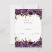 Cartons Réponse Fête de quince ans Princesse Fleurie Or Pourpre (Devant)