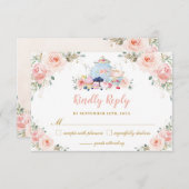 Cartons Réponse Fête de thé rose pâle Fête des mariées bébé (Devant / Derrière)