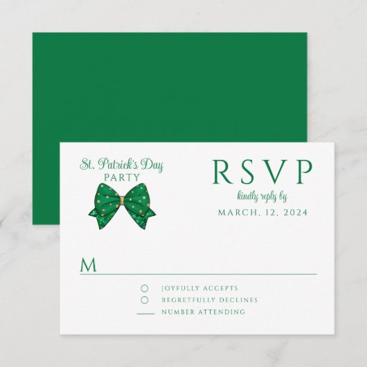 Cartons Réponse Fête élégante et joyeuse de la Saint-Patrick (Devant / Derrière)
