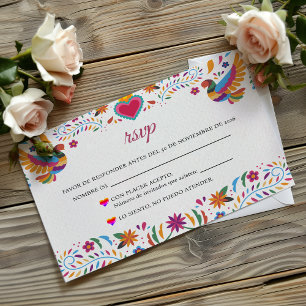 Cartons Réponse Fête Fleurs Colorées Botanique Mariage Espagnol