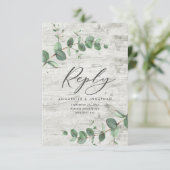 Cartons Réponse feuillage vert eucalyptus mariage en bois blanc RS (Debout devant)