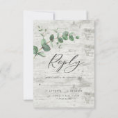 Cartons Réponse feuillage vert eucalyptus mariage en bois blanc RS (Dos)