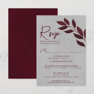 Cartons Réponse Feuille désireux Mariage d'aquarelle bordeaux & gr