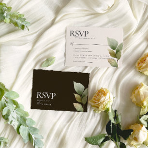 Cartons Réponse Feuille d'hiver Floral Mariage d'aquarelle