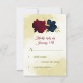 Cartons Réponse feuille d'or des fleurs rouges de marine (Devant)