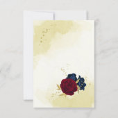 Cartons Réponse feuille d'or des fleurs rouges de marine (Dos)