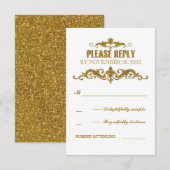 Cartons Réponse feuille d'or parties scintillant confetti mariage  (Devant / Derrière)