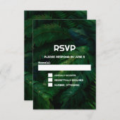 Cartons Réponse Feuille Motif Mariage vert foncé (Devant / Derrière)