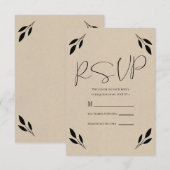 Cartons Réponse Feuille noire botanique kraft rustique moderne mar (Devant / Derrière)