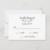 Cartons Réponse Feuille vert simple et Mariage de script manuscrit (Devant)