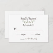 Cartons Réponse Feuille vert simple et Mariage de script manuscrit (Devant / Derrière)