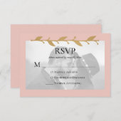 Cartons Réponse Feuilles Blush Modern Photo Gold (Devant / Derrière)