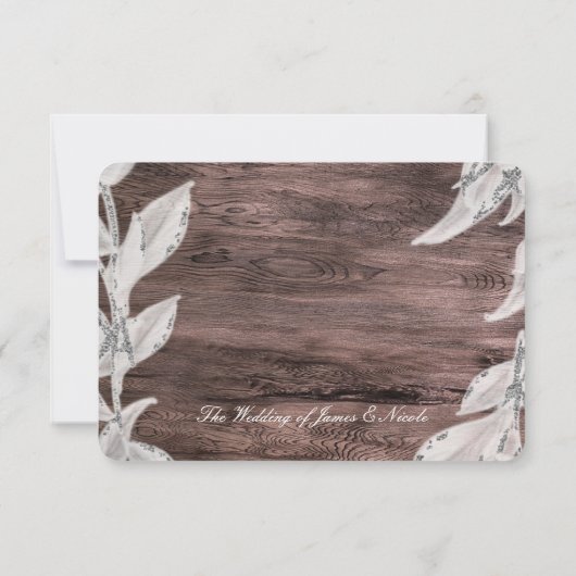 Cartons Réponse Feuilles d'argent blanc Bois rustique automne élég (Dos)