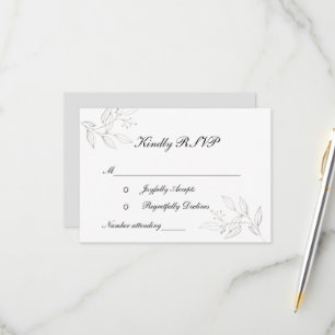 Cartons Réponse Feuilles d'argent Élégant Formel Élégant Mariage d